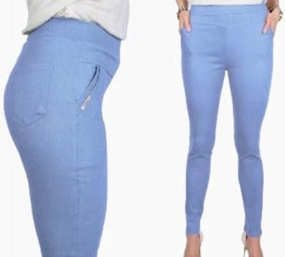 SPODNIE ELASTYCZNE Z KIESZENIAMI gumkowe wyszczuplające 4/5XL BŁĘKIT