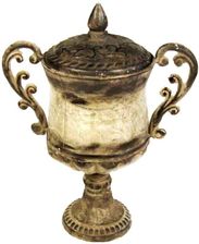 Zdjęcie Goliat Efektowna Urna Dekoracyjna Z Metaloplastyki W Kolorze Kremowo Brązowym 32x28cm Uszami I Pokrywką Fx0950 - Trzcianka