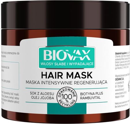 Biovax Biotyna Plus maska do włosów słabych i wypadających 250 ml
