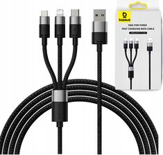 KABEL 3 w 1 BASEUS - SZYBKIE ŁADOWANIE, 1,2m All-in-One, USB typ C, mikro