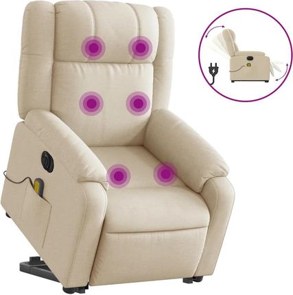 Zakito Home Fotel Masujący Elektryczny Kremowy 77x95x99cm 6-Punktowy Masaż; Podnoszenie; Rozkładanie; Usb; Stabilna Rama (ZH3205247)
