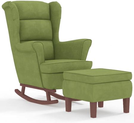 Zakito Home Fotel Bujany Z Podnóżkiem Aksamit Jasnozielony 78x93x97cm (ZH3121233)