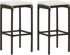 Zakito Home Zestaw 2 Hokerów Rattanowych 38x38x76 Brązowy/Kremowy (ZH313439)