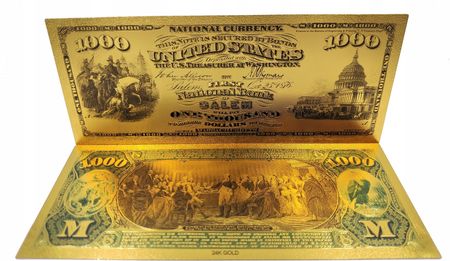 1000 Dolarów 1875 Usa Unikatowy Pozłacany Banknot Kolekcjonerski