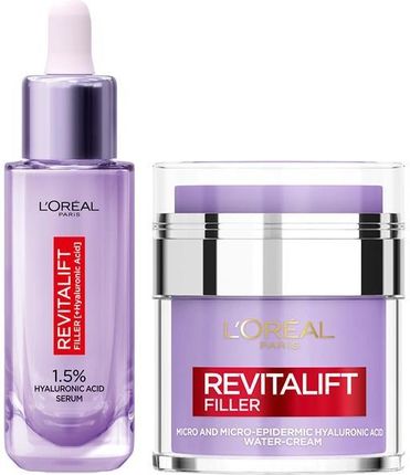 L'Oréal Paris Loreal Revitalift Filler Zestaw Serum Przeciwzmarszczkowe [Ha] + Krem Do Twarzy Water-Cream