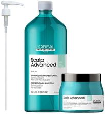 L'Oreal Professionnel L'Oréal Professionnel Scalp Advanced Zestaw Do Włosów Przetłuszczających Się Szampon 1500Ml Maska Z Glinką 500Ml Pompka
