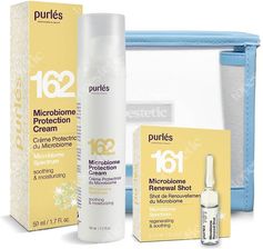 Purles Microbiome Protection Set Zestaw Ampułki Odnawiające 5X2Ml + Nawilżająco Łagodzący Krem 50Ml + Kosmetyczka 1szt.