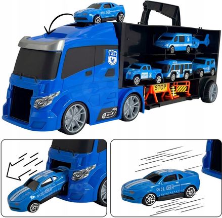 Woopie Zestaw Cieżarówka Transporter 3W1 Niebieski Policja - zdjęcie 4