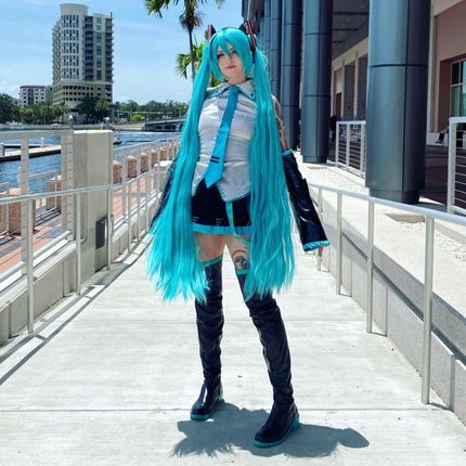 Peruki Peruka Cosplay Anime Andrzejki Hatsune Miku Z Grzywką Niebieska Cos - zdjęcie 6