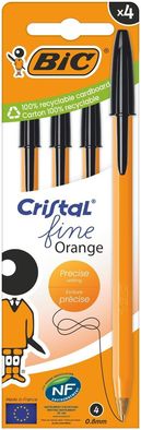 Bic Długopis Czarny Cristal Fine Orange 0,8Mm 4Szt.