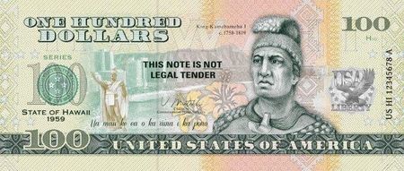100 dolarów(USA) Commemorative Dollar Hawaii