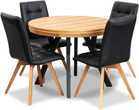 Stół okrągły fi 100cm rozkładany Loft III wkładka 4x50 cm - zdjęcie 3