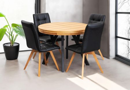 Stół okrągły fi 100cm rozkładany Loft III wkładka 4x50 cm - zdjęcie 4