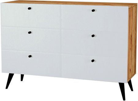SZAFKA KOMODA Z 6 szufladami styl SKANDYNAWSKI Dąb Craft/Biel - zdjęcie 2