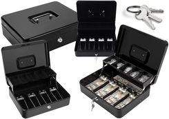 Zdjęcie Leantoys Kasetka Na Banknoty Monety Na Kluczyk Metalowa Czarna (20723) - Białystok