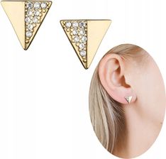 Pozłacane kolczyki trójkąty z cyrkoniami Geometry