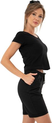 Miss Basic Bluzka Damska Top Na Krótki Rękaw Czarna S - zdjęcie 3