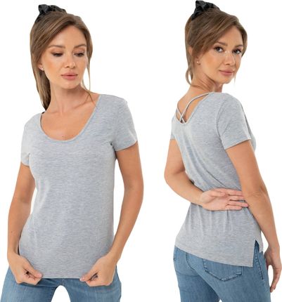 Miss Basic T-Shirt Damski Klasyczny Szara S