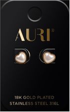 Zdjęcie Auri Kolczyki Sztyfty Perłowe Serca stal nierdzewna pozłacane 18K złotem - Płoty