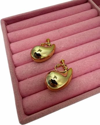 Klipsy złote łezka wiszące c96