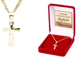 Srebrny/złocony (pr. 925) krzyżyk z łańcuszkiem DEDYKACJA - Pamiątka Prezent
