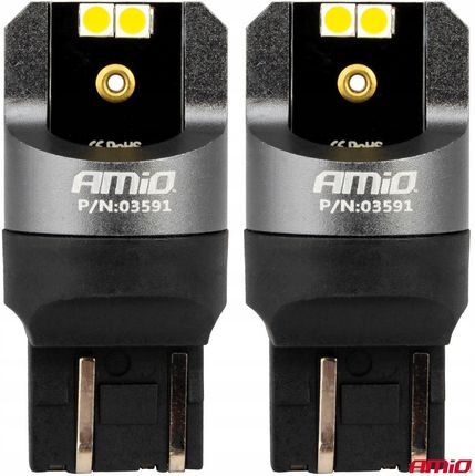 Amio Żarówki Led Canbus Seria Pro W21/5W 4X3030 Smd White 12V 24V Amio-03591 - zdjęcie 2