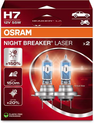 Żarówki halogenowe H7 Osram Night Breaker Laser +150%