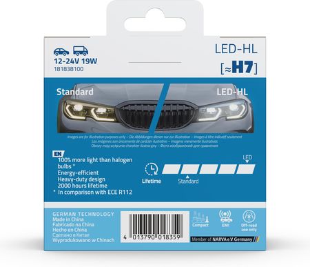 Narva Żarówki Samochodowe Led H7 Range Power Advanced 6000K 12V/24V - zdjęcie 2