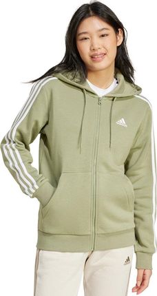 Bluza damska adidas Essentials 3-Stripes Full-Zip Fleece Hoodie oliwkowa JP2352