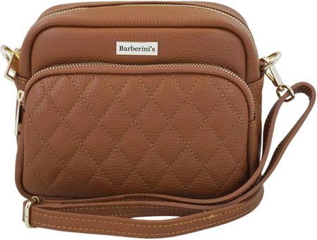 Torebka skórzana na ramię pikowana - Brązowa jasna