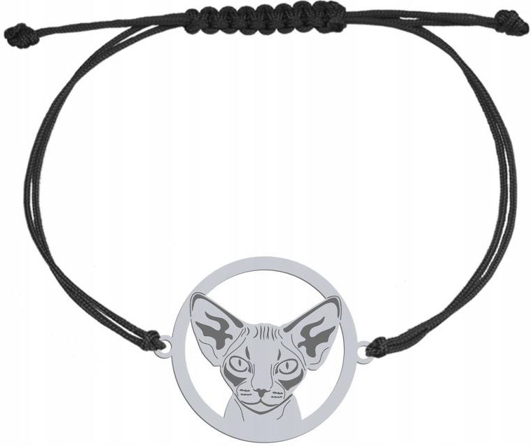 Mejk Jewellery Bransoletka Srebrna Z Kotem Devon Rex Sznurek