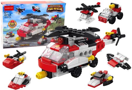 Lean Toys Zestaw Klocków Helikopter Czerwony 117El