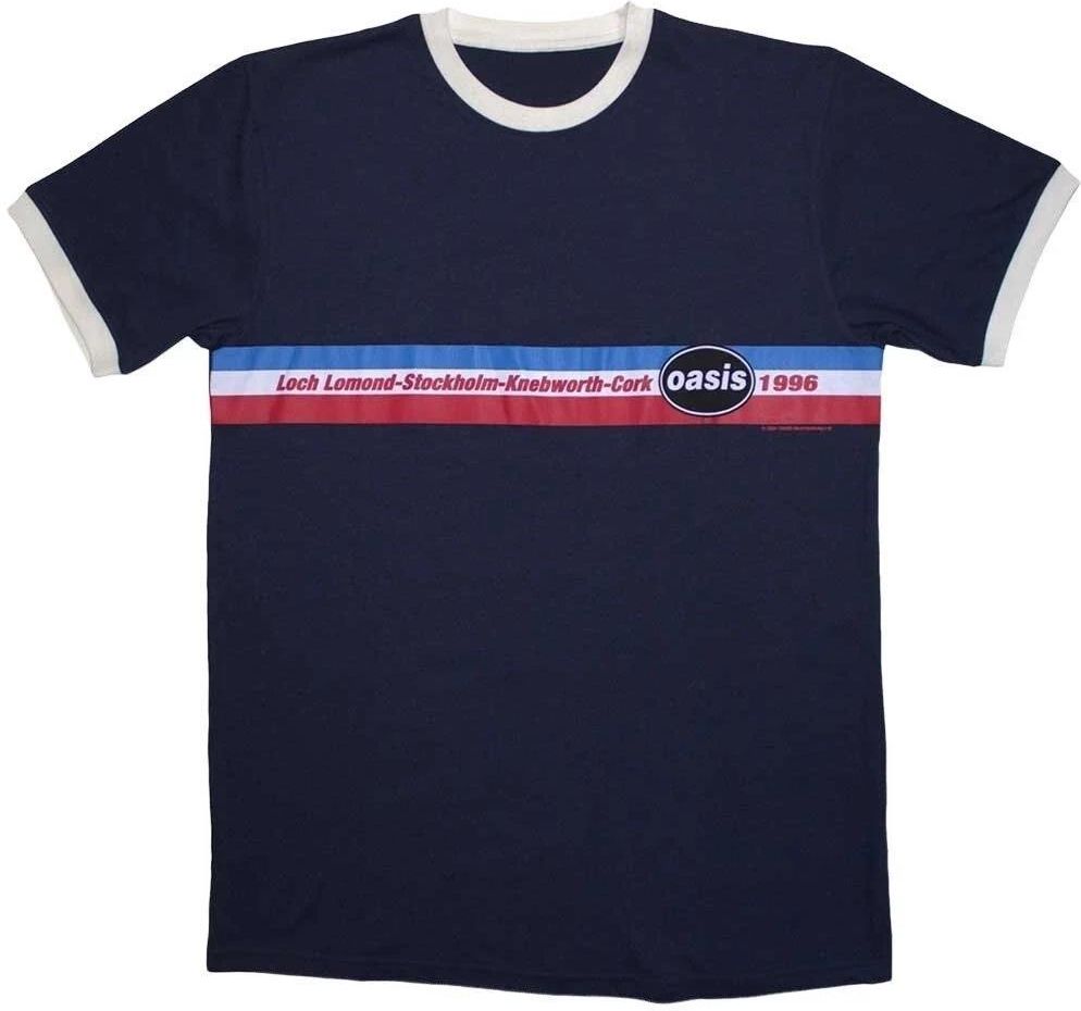 Oasis Koszulka 1996 Tour Horizontal Stripes Ringer Unisex