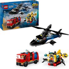 LEGO City 60462 Zestaw z helikopterem, wozem strażackim i łodzią podwodną