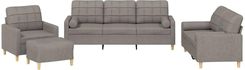 Zakito Home Zestaw Wypoczynkowy Taupe 3S+2S+F+P 198x77x80cm Szarobrązowy (ZH3201273)