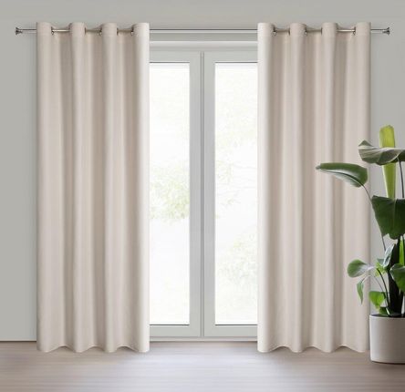 Eurofirany Zasłona Gotowa Na Przelotkach Adari 140X250 Beżowa Gładka Minimalistyczny Design