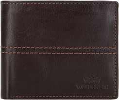 Zdjęcie Męski skórzany portfel z przeszyciami brązowy - Piastów