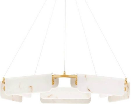 Luces Exclusivas Zwieszana Lampa Do Salonu Mairana Led 45W 3000K Marmurowa Biała Złota (Le44617)