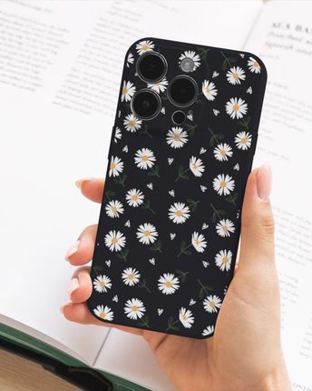 Pieceofcase Matowe Butelkowa Zieleń Samsung Galaxy A34 5G Kwiatki Stokrotki Białe - zdjęcie 3