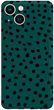 Etui matowe z nadrukiem butelkowa zieleń Apple iPhone 15 Plus Kropki boho