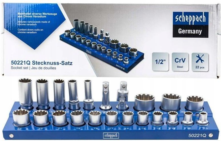 おそろいセット⑦ Zestaw narzędziowy Scheppach Zestaw Nasadek 10-32mm 12-Kątnych