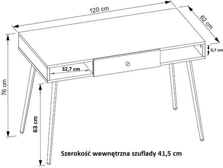 Biurko z SZUFLADĄ dąb/ czarne styl SKANDYNAWSKI - zdjęcie 2