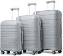 Kono Lekka twarda walizka podróżna bagaż podręczny, szary, Luggage Set of 3, Kono walizka