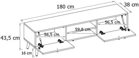 SZAFKA RTV KOMODA styl SKANDYNAWSKI Dąb Craft/Biel 180 cm - zdjęcie 4