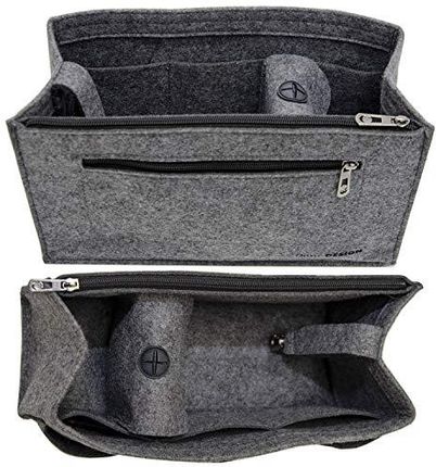 DuneDesign Filcowy organizer do torebki, 30 x 12 x 17 cm, filcowa wk?adka do torby, L kiesze? wewn?trzna, szary