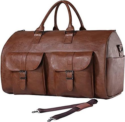 Torba na ubrania, wodoodporna, męska torba na ubrania, do podróży, duża skórzana torba marynarska z przegródką na buty, Brązowy (2), OneSize, Nowoczes