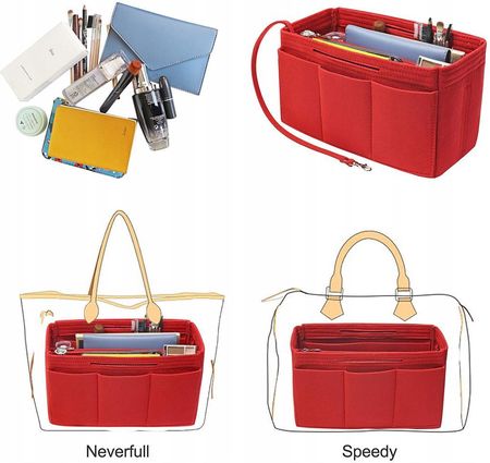 Soyizom Filcowa wkładka do organizera do torebki, wkładka do torebki, wkładka do organizera do torby na ramię, pasuje do Speedy 25-40, Neverfull (czer - zdjęcie 4