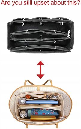 Soyizom Filcowa wkładka do organizera do torebki, wkładka do torebki, wkładka do organizera do torby na ramię, pasuje do Speedy 25-40, Neverfull (czer - zdjęcie 3