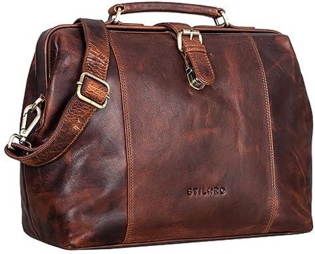 STILORD 'Johannes' Vintage Doktorska Torba Skórzana Walizka Retro Podró¿na Torba Domowa Doktorska Skórzana Torba z Zamkiem Antyczna, Kolor:kara - koni