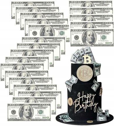 Artcakes Wydruk Tort Na Masie Cukrowej Banknoty 100 Dolarów